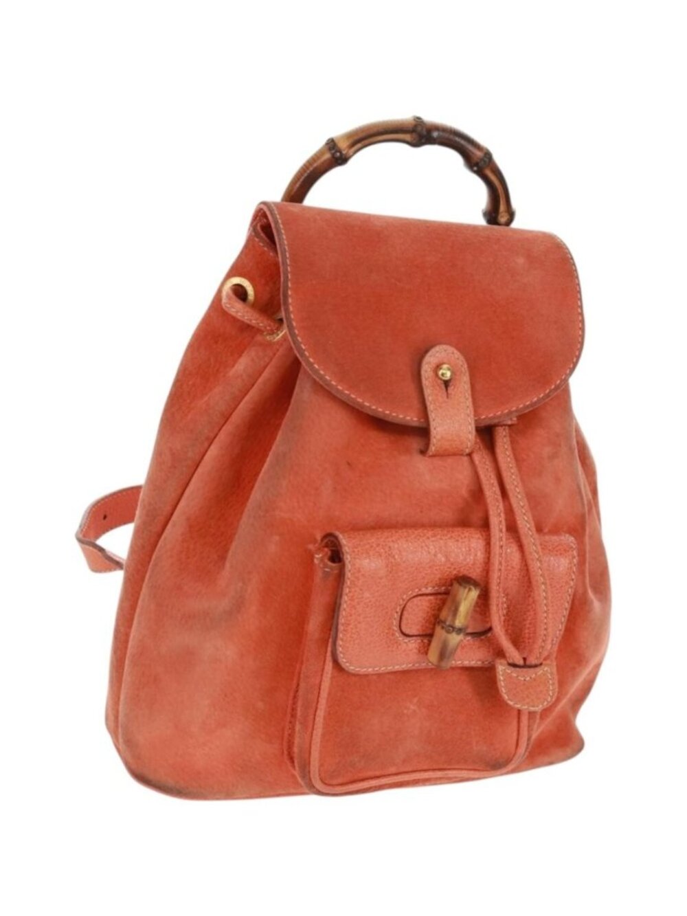 GUCCI Bamboo Backpack Suede Orange Gold 003 58 0030